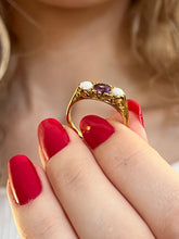 Load image into Gallery viewer, 1977 Vintage Opal, Amethyst and Diamond 18ct Gold Ring