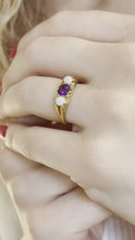 Load and play video in Gallery viewer, 1977 Vintage Opal, Amethyst and Diamond 18ct Gold Ring