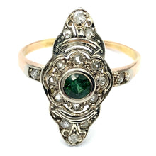 Load image into Gallery viewer, Art Deco Emerald and Diamond 18ct Ring