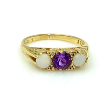 Load image into Gallery viewer, 1977 Vintage Opal, Amethyst and Diamond 18ct Gold Ring