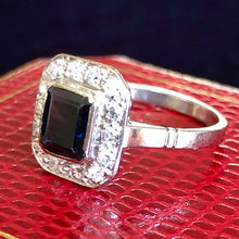 Load image into Gallery viewer, Vintage Art Deco Sapphire Diamond 18ct Ring