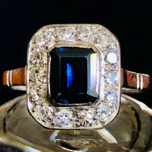 Load image into Gallery viewer, Vintage Art Deco Sapphire Diamond 18ct Ring