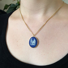 Load image into Gallery viewer, Antique Blue Wedgwood Cameo in 18ct Gold Pendant