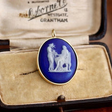 Load image into Gallery viewer, Antique Blue Wedgwood Cameo in 18ct Gold Pendant