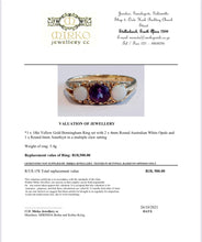 Load image into Gallery viewer, 1977 Vintage Opal, Amethyst and Diamond 18ct Gold Ring