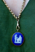 Load image into Gallery viewer, Antique Blue Wedgwood Cameo in 18ct Gold Pendant