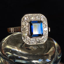 Load image into Gallery viewer, Vintage Art Deco Sapphire Diamond 18ct Ring