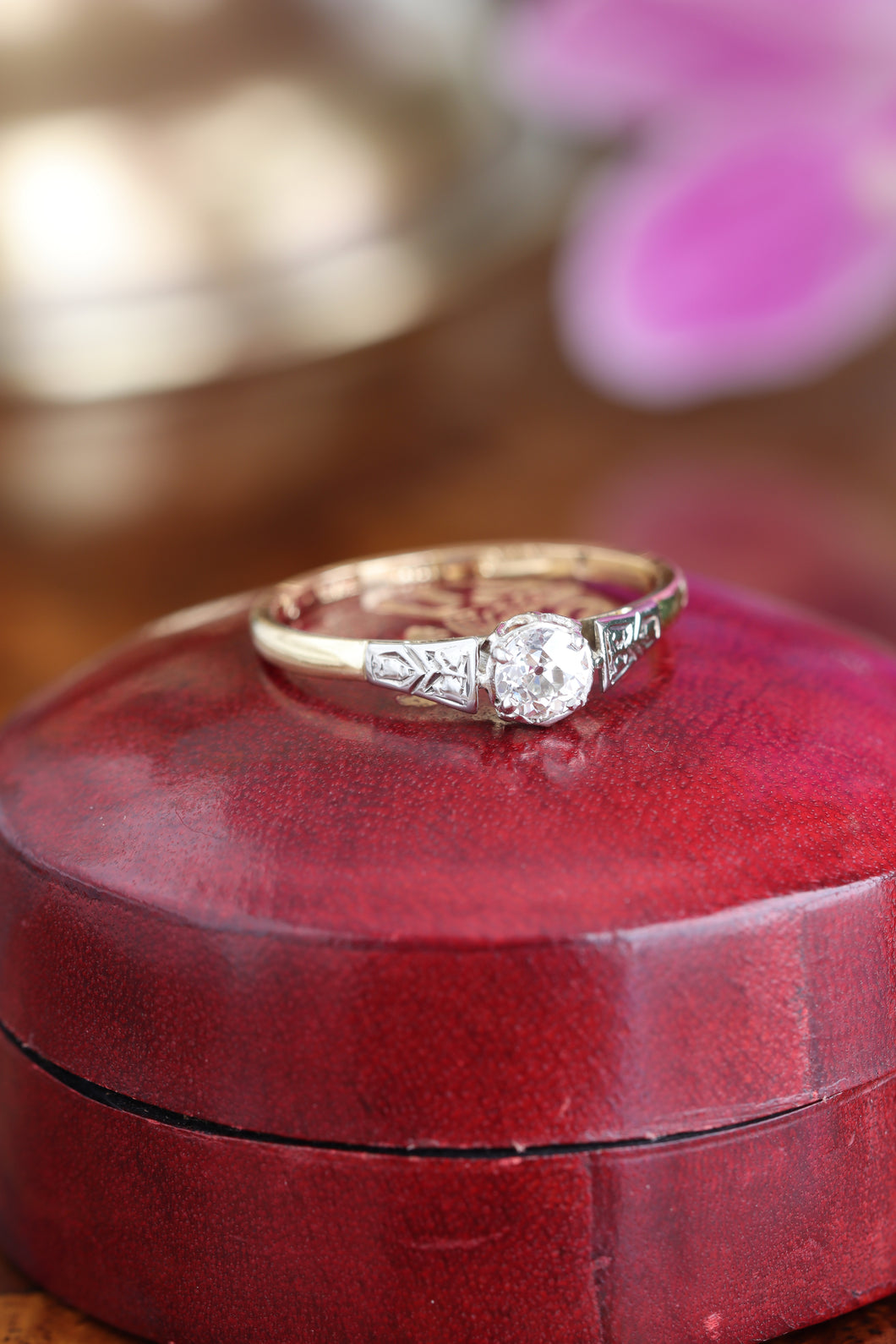 Antique Edwardian Diamond Platinum and 18ct Gold Ring