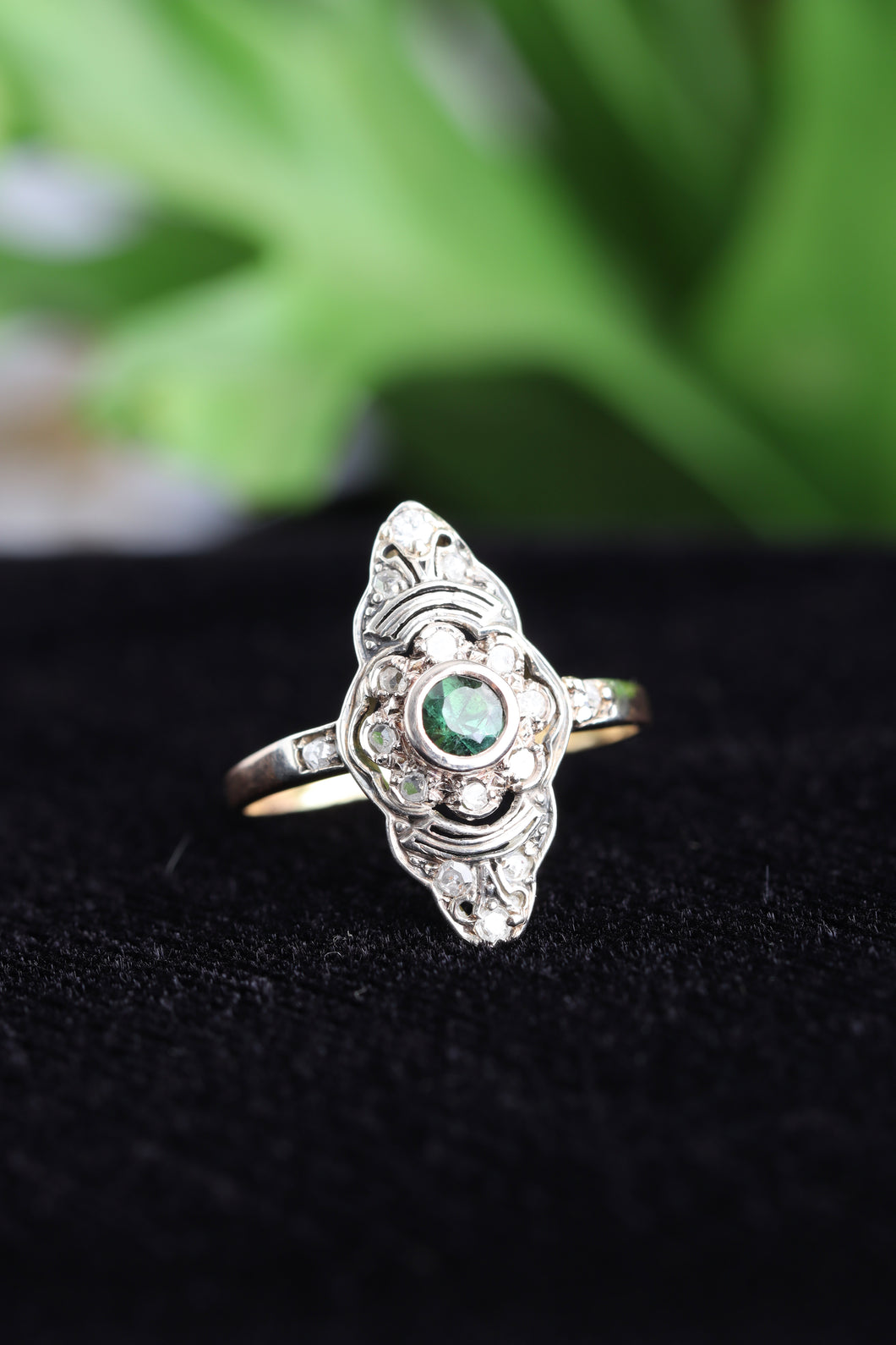 Art Deco Emerald and Diamond 18ct Ring