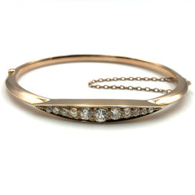 Load image into Gallery viewer, Antique Victorian Diamond and 15ct Gold Bangle Bracelet
