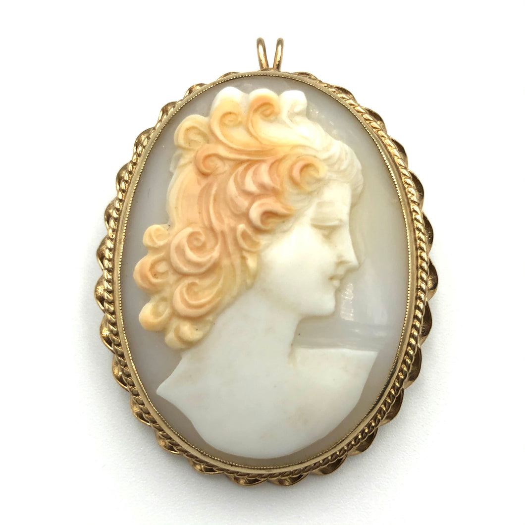 Large Vintage Cameo Pendant-Brooch