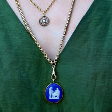 Load image into Gallery viewer, Antique Blue Wedgwood Cameo in 18ct Gold Pendant
