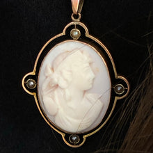 Load image into Gallery viewer, Antique Edwardian Rose Gold Cameo Pendant
