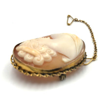 Load image into Gallery viewer, Large Vintage Shell Cameo Gold Brooch
