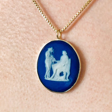 Load image into Gallery viewer, Antique Blue Wedgwood Cameo in 18ct Gold Pendant
