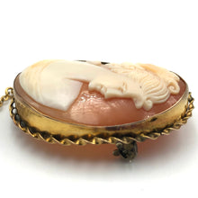 Load image into Gallery viewer, Large Vintage Shell Cameo Gold Brooch
