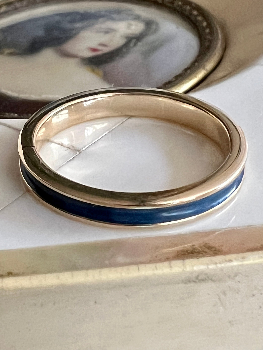 Gold and Blue Enamel Ring