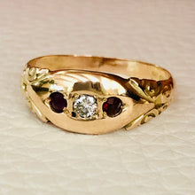 Load image into Gallery viewer, Antique Rose Gold Edwardian Garnet and Diamond Ring
