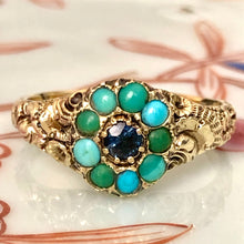 Load image into Gallery viewer, Antique Georgian Sapphire and Turquoise Ring
