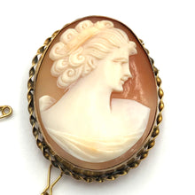 Load image into Gallery viewer, Large Vintage Shell Cameo Gold Brooch
