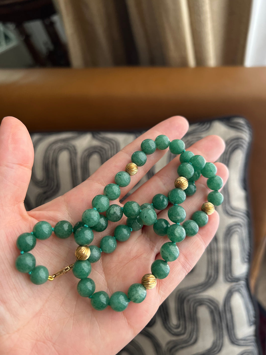 Vintage Aventurine 14ct Gold Necklace