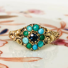 Load image into Gallery viewer, Antique Georgian Sapphire and Turquoise Ring
