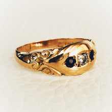 Load image into Gallery viewer, Antique Rose Gold Edwardian Garnet and Diamond Ring
